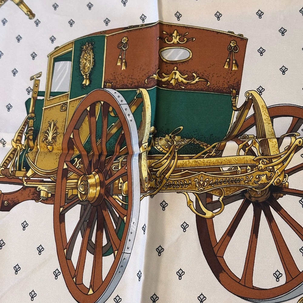 Authentic Celine Paris Silk Scarf with Carriage Design - Picture 6 of 11